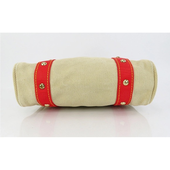 Louis Vuitton Tan Tote with Red Straps - Picture 5 of 16